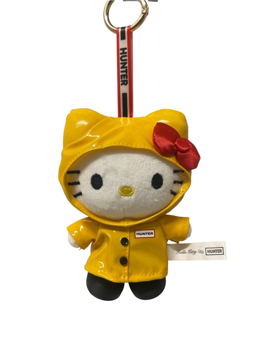 Hello Kitty Yellow Raincoat with Red Bow Plush Keychain/ Bag Charm